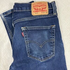 Levis 514 Mens Jeans 33X32 Blue Straight Medium Wash‎ Denim 5 Pocket Inseam 31"